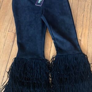 Stylish Black Fringe Pants